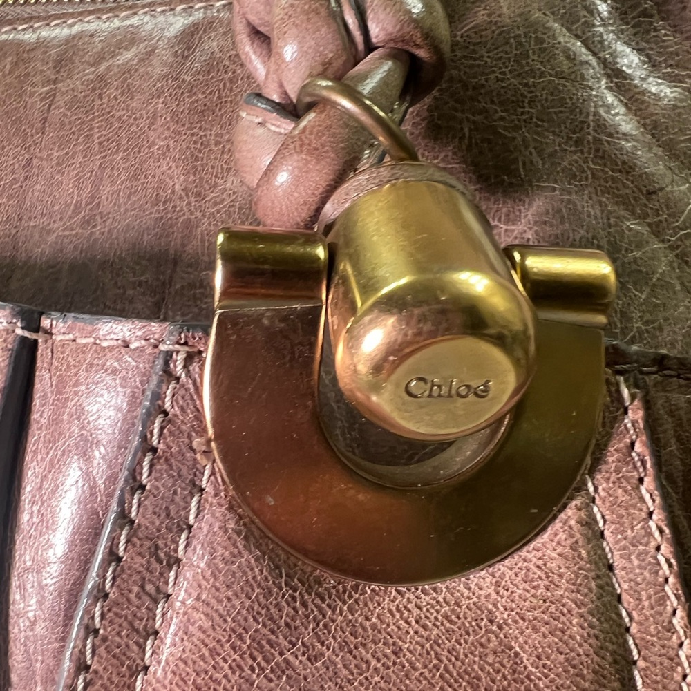 Chloe Heloise Brown Distressed Leather Shoulder Bag with Gold Accents Vintage - Picture 5 of 15